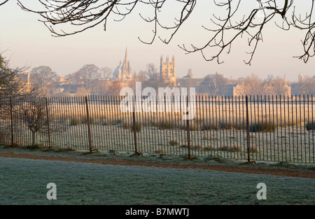 Blick über Christ Church Meadow im Winter, Oxford Stockfoto