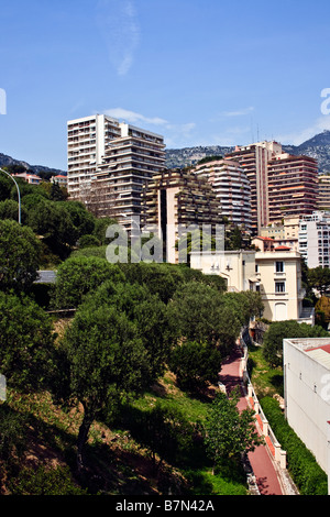 MONACO, MONTE-CARLO. Fontvieille - städtisches Motiv von Monte Carlo im Fürstentum Monaco in Europa Stockfoto