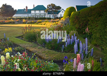 Regierungsgebäude in Stanley, Falkland-Inseln, Garten Stockfoto