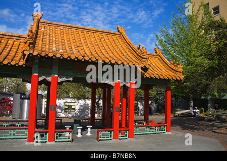 Hing Heu Park Pavillon Chinatown International District Seattle Washington State USA Stockfoto