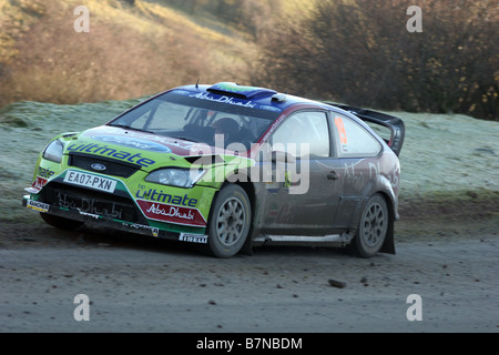 Rallye-Autos, die Durchführung der Rallye Wales GB 2008 Stockfoto
