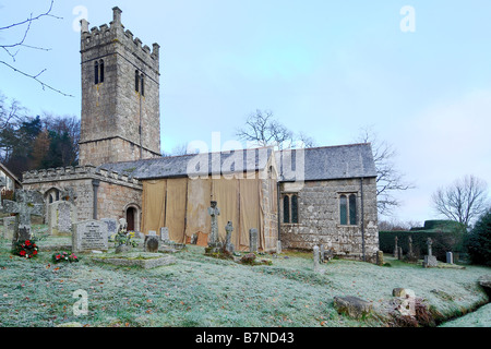 Holy Trinity Church am Gidleigh auf Dartmoor National Park South Devon England an einem frostigen Wintermorgen Stockfoto