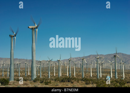 Wind Farm, Turbinen, North Palm Springs, CA, San Gorgonio Pass, Coachella Valley, Turbine Windpark Stockfoto