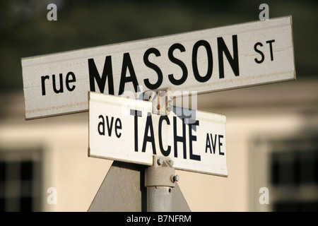 Zweisprachiges Straßenschild, St. Boniface, Winnipeg, Manitoba, Kanada Stockfoto