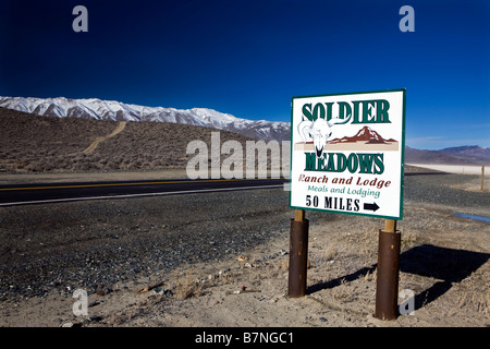 Straßenschild aus der county Route 34 für Soldat Meadows Ranch und Lodge Black Rock Desert Gerlach Nevada Stockfoto
