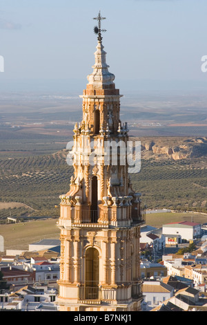 Estepa Sevilla Provinz Spanien Torre De La Victoria und Blick über die Stadt Stockfoto