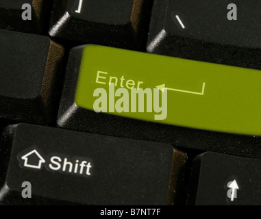 Nahaufnahme Bild einer Computer-Tastatur - grüne Taste eingeben Stockfoto