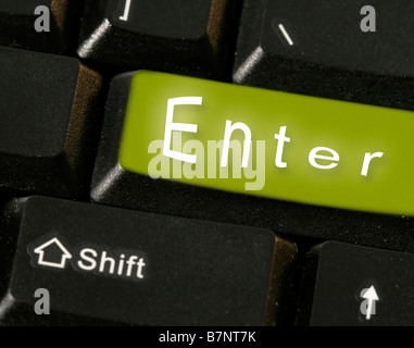 Nahaufnahme Bild einer Computer-Tastatur - grüne Taste eingeben Stockfoto