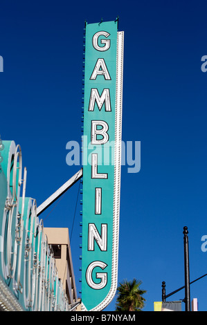 Ortsschild von Las Vegas in der Nähe von Fremont Street Stockfoto