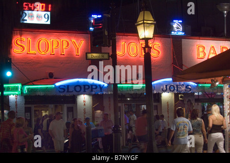 Nachtansicht der Sloppy Joes Bar in Key West florida Stockfoto