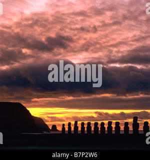 Sunrise Ahu Tongariki Stockfoto