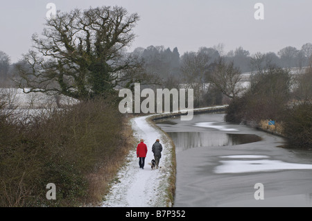 Grand Union Canal im Winter, Hatton, Warwickshire, England, UK Stockfoto