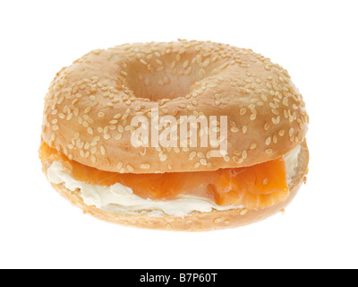 Lachs und Weichkäse Bagel Stockfoto