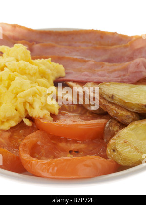 Warmes Frühstück Speck und Rührei Stockfoto