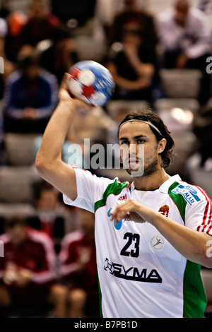 Handball Weltmeisterschaft der Herren 2009 in Kroatien. Ungarischen Spieler Nikola Eklemovic. Stockfoto