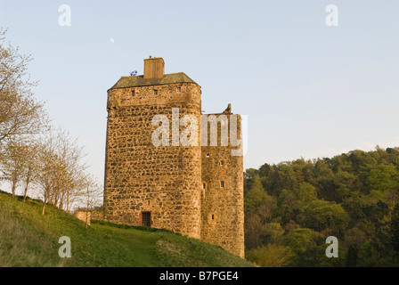 Neidpath Castle in der Nähe von Peebles Tower House Fluss Tweed schottischen Grenzen Schottland Mai Stockfoto