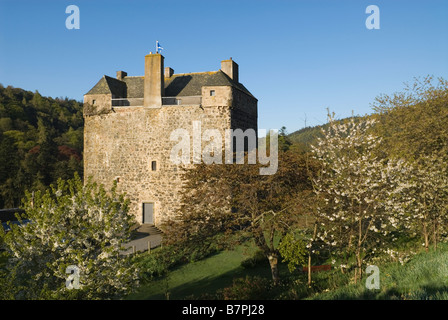 Neidpath Castle in der Nähe von Peebles Tower House Fluss Tweed schottischen Grenzen Schottland Mai Stockfoto