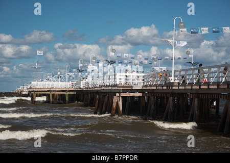 Sopot Pier und Strand, Sopot, Ostsee, Polen Stockfoto