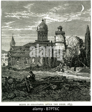 Szene Sebastopol nach Belagerung 1855 Ruine Nacht Stadt der Belagerung von Sewastopol (manchmal gerendert "Sewastopol") war eine große Belagerung du Stockfoto