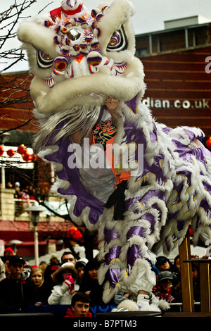 Dragon-Tänzerin an Chinese New Year, Birmingham Stockfoto