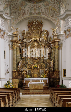 Bergkirchen, Kath. Pfarrkirche St. Johannes Baptist, "Hochaltar um 1760 Stockfoto