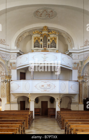 Bergkirchen, Kath. Pfarrkirche St. Johannes Baptist, Orgelempore Stockfoto