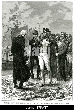 Nelson und dem dänischen Gesandten nach der Schlacht von Kopenhagen 1801 In der Seeschlacht von Kopenhagen (Dänisch: Slaget På Reden), ein britischer Stockfoto