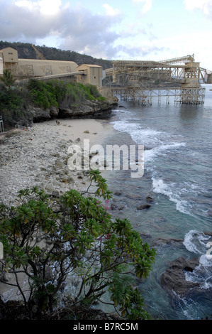 Hafeninfrastruktur für Phosphat in der Siedlung, Flying Fish Cove, Weihnachtsinsel, Western Australia Stockfoto