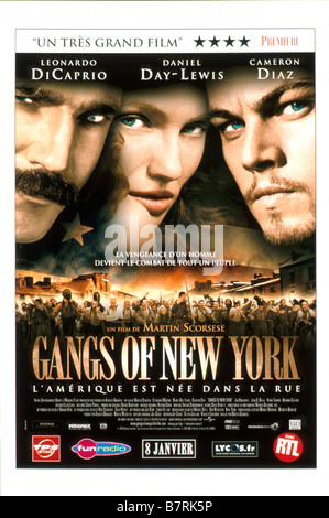 Gangs of New York Jahr: 2002 USA Leonardo DiCaprio, Cameron Diaz Regisseur: Martin Scorsese Film Poster (Fr) Stockfoto