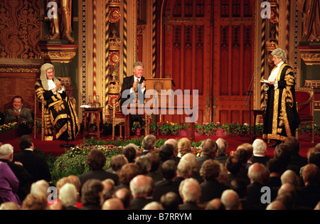 US-Präsident Bill Clinton Adressierung britische Politiker bei einem Besuch in der Palace of Westminster im Vereinigten Königreich Stockfoto