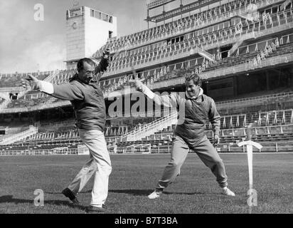 Le Cid, tournage El Cid Jahr: 1961 - Italien/USA Chalton Heston, s'entraine avec un excrimeur / Jahr: Reconnu mondialement-, Enzo Musumeci Greco sur le tournage Du'Cid' Stockfoto