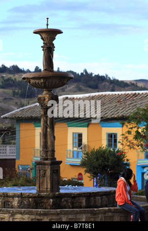 Brunnen im Park, Sutarmachan, Südamerika, Anden, Boyacá, Kolumbien Stockfoto