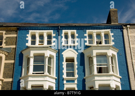 Viktorianische Terrassenhäuser am Meer auf der Victoria Terrace, Aberystwyth Wales Stockfoto