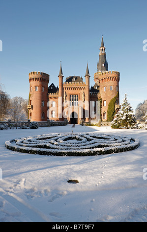 Moyland, Schloßpark Im Winter, Blick von Süden Auf Das Schloß Stockfoto