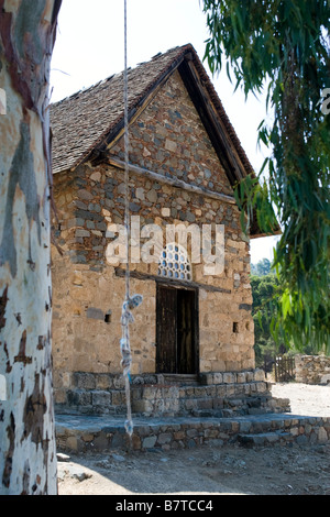 Assinou Kirche, Troodos-Gebirge. Fresken aus dem 12. Jahrhundert und späteren Perioden sind die schönsten byzantinischen Wandmalereien in Zypern. Stockfoto