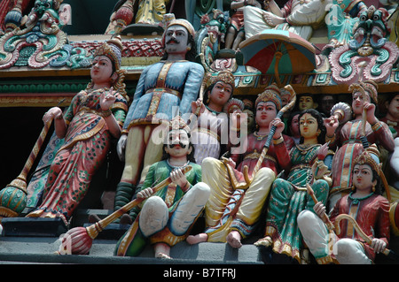 Zahlen über den Tempel Sri Veeramakaliamman in Little India, Singapur Stockfoto