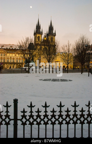 Altstädter Ring in der Abenddämmerung in Prag Tschechische Republik Europa Stockfoto