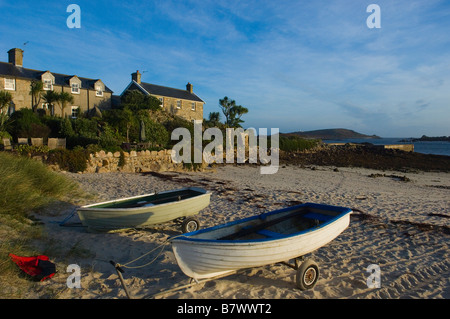 Seaside Cottages im Old Grimsby. Tresco. Die Isles of Scilly. Cornwall. England. UK Stockfoto