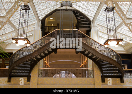 ILLINOIS-Chicago-Lobby Interieur der Rookery Building entworfen von Frank Lloyd Wright Treppe Stockfoto