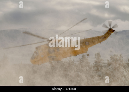 Sea King HAR.3 abheben von Glenmore Lodge in den Cairngorms Inverness-Shire, Scotland UK SCO 2043 Stockfoto