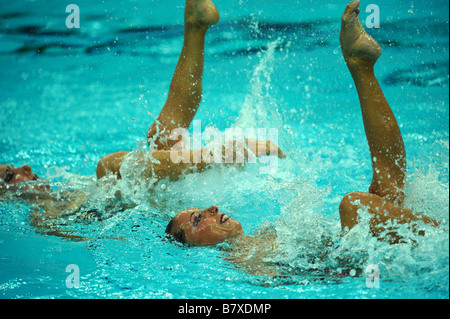 Gemma Mengual Andrea Fuentes ESP 18. August 2008 Synchronschwimmen während Peking 2008 Sommer Olympiade Duett Technical Routine Vorrunde im National Aquatics Center Wasser Cube Beijing China Foto von Jun Tsukida AFLO SPORT 0003 Stockfoto