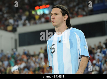 Lionel Messi ARG 19. August 2008 Fußball Beijing 2008 Olympische Spiele Herren Fußball Halbfinalspiel zwischen Argentinien und Brasilien Stockfoto