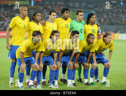 Brasilien-Team Gruppe Line-up BH 19. August 2008 Fußball Beijing 2008 Olympische Spiele Herren Fußball Halbfinalspiel zwischen Argentinien und Brasilien im Arbeiterstadion in Peking China Photo von Atsushi Tomura AFLO SPORT 1035 Stockfoto