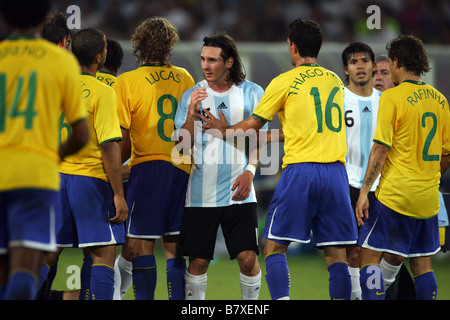 Lionel Messi ARG 19. August 2008 Fußball Beijing 2008 Olympische Spiele Herren Fußball Halbfinalspiel zwischen Argentinien und Brasilien Stockfoto