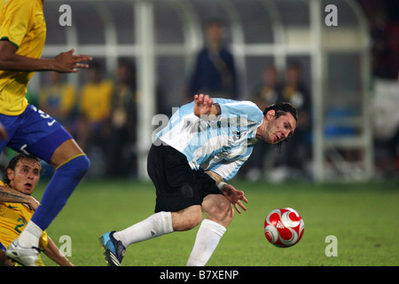 Lionel Messi ARG 19. August 2008 Fußball Beijing 2008 Olympische Spiele Herren Fußball Halbfinalspiel zwischen Argentinien und Brasilien Stockfoto