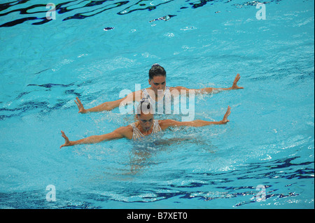 L R Gemma Mengual Andrea Fuentes ESP 19. August 2008 Synchronschwimmen Andrea Fuentes und Gemma Mengual von Spanien in Aktion d Stockfoto