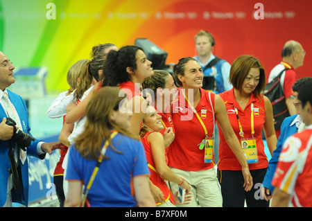 Spanien-Team Gruppe ESP 20. August 2008 Synchronschwimmen Spanien Team Peking 2008 Olympische Spiele Duett Free Routine Finale im National Aquatics Center in Peking China Photo von Masakazu Watanabe AFLO SPORT 0005 Stockfoto