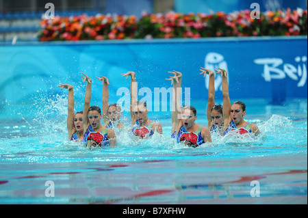 Spanien-Team Gruppe ESP 22. August 2008 Synchronschwimmen Beijing 2008 Olympische Spiele Team Event technische Routine im National Aquatics Center in Peking China Photo von Jun Tsukida AFLO SPORT 0003 Stockfoto