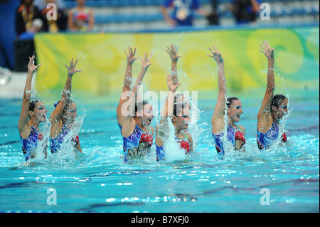 Spanien-Team Gruppe ESP 22. August 2008 Synchronschwimmen Beijing 2008 Olympische Spiele Team Event technische Routine im National Aquatics Center in Peking China Photo von Jun Tsukida AFLO SPORT 0003 Stockfoto