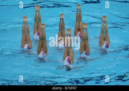 China Teamgruppe CHN 22. August 2008 Synchronschwimmen Beijing 2008 Olympische Spiele Team Event technische Routine im National Aquatics Center in Peking China Photo von Koji Aoki AFLO SPORT 0008 Stockfoto